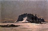 Square Paintings - Freeing a Square Rigger by William Bradford